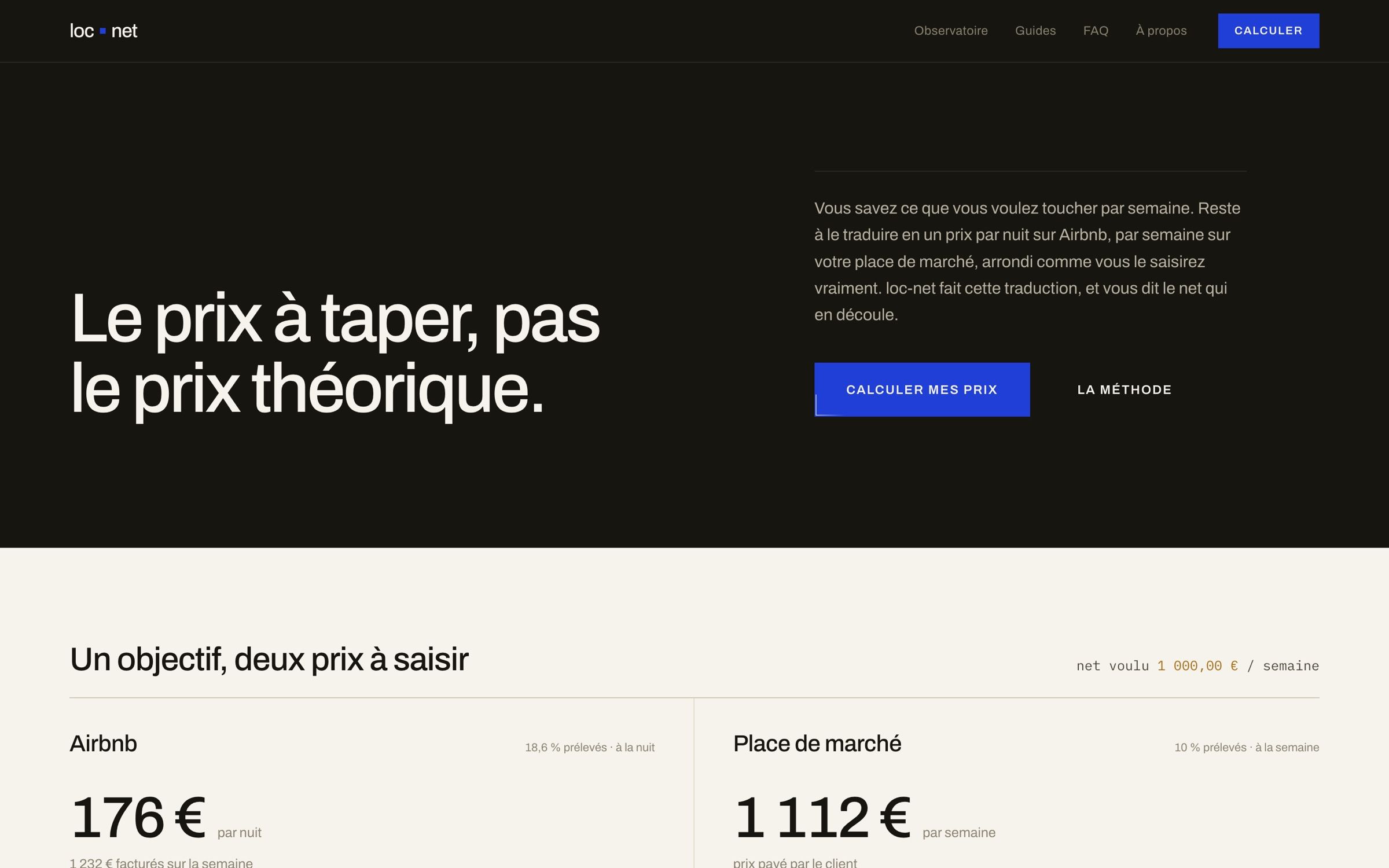 La page d'accueil du site loc-net.